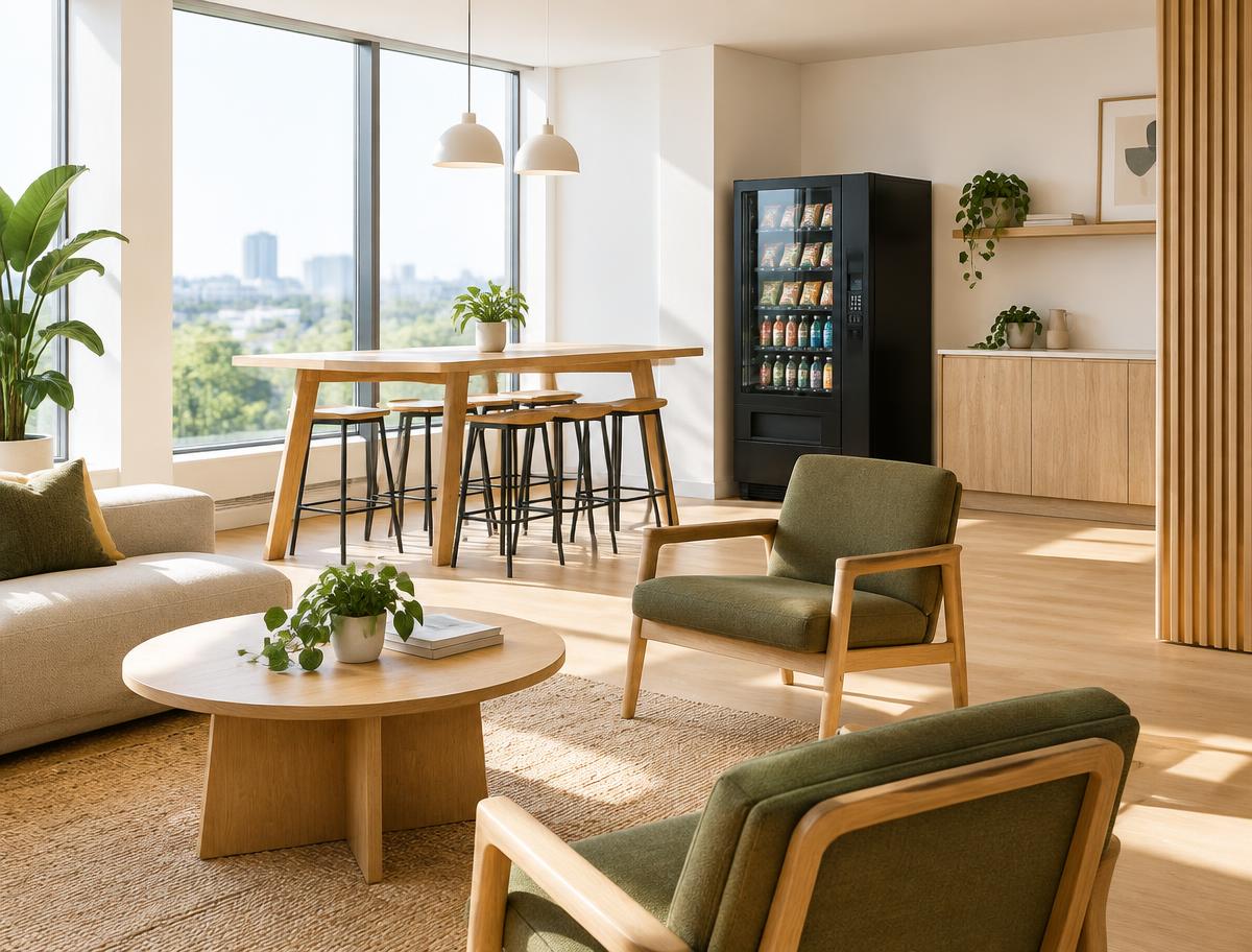 Vending machine in a modern workplace breakout space